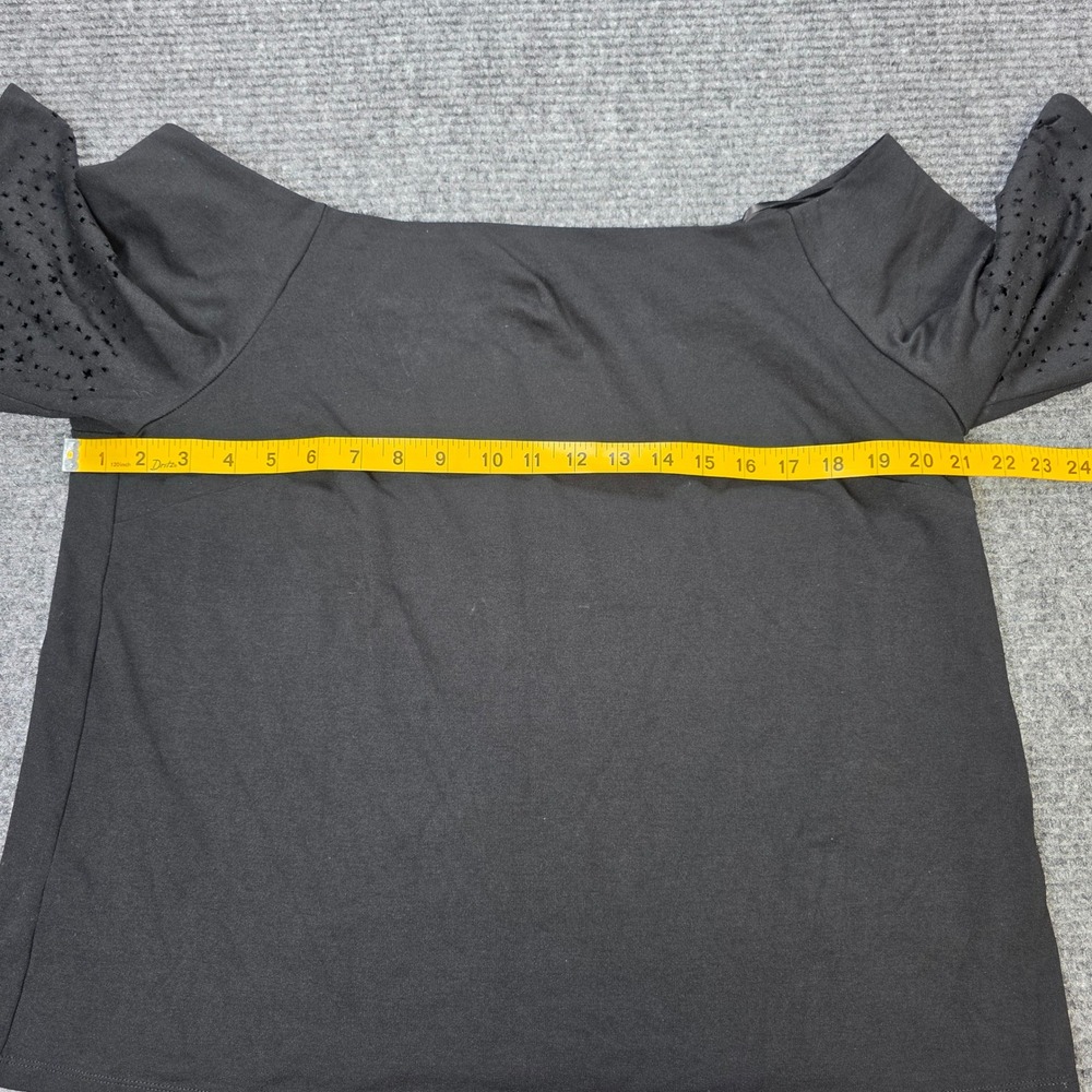 Lauren Ralph Lauren Off the Shoulder Top Women's Size L Black Laser Cut Sleeve - Picture 5 of 7